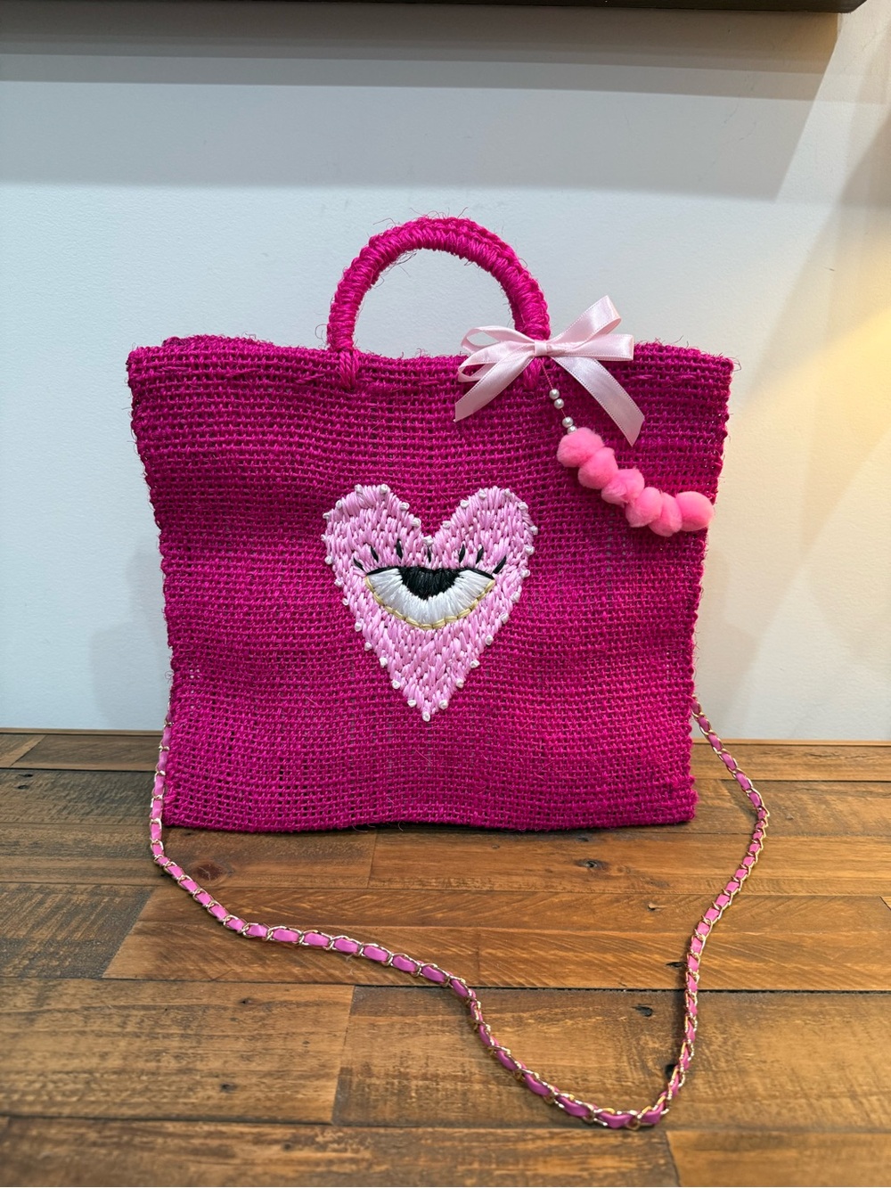 Emperifollada Woven Bag “All seeing Heart” Pink Handmade made in New Mexico